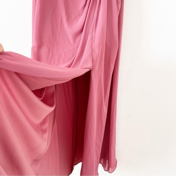 Mori Lee Pink Chiffon Strapless Sweetheart Gown Bridesmaid Formal Dress - Picture 5 of 9